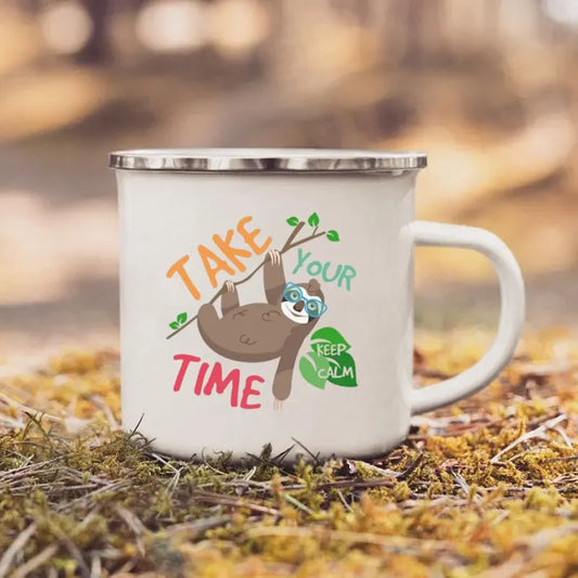 Take Your Time Sloth Enamel Mug