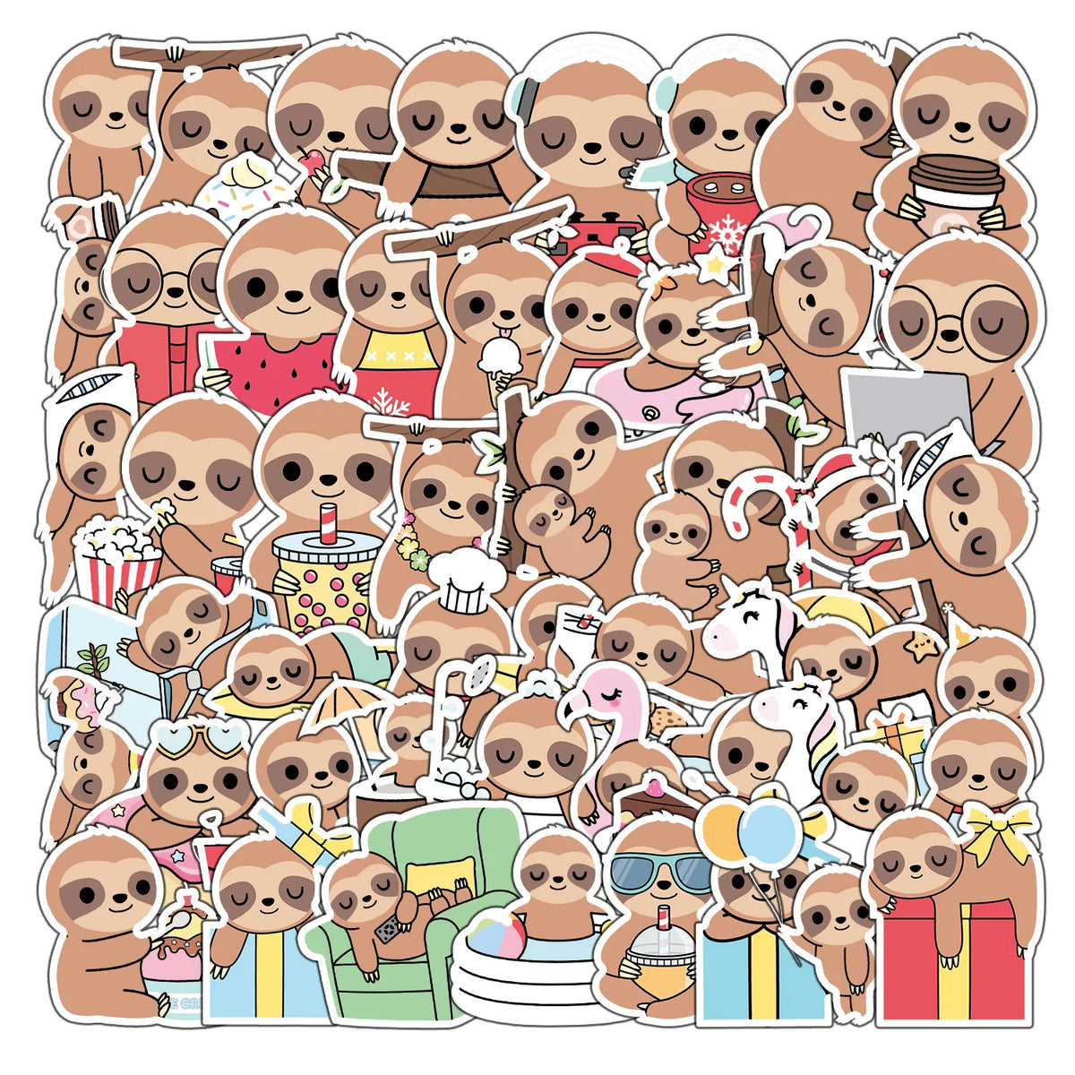 10/30/50 Piece Sloth Stickers