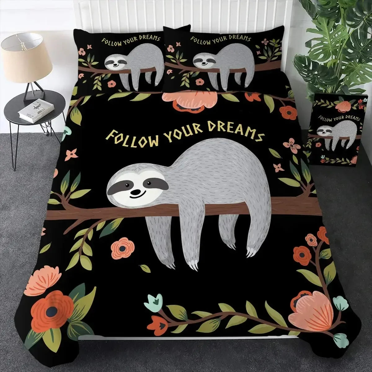 Follow Your Dreams Sloth Duvet Cover Set product photo