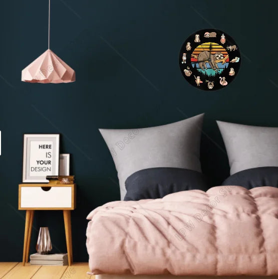 Sunset Lazy Sloth Wall Clock