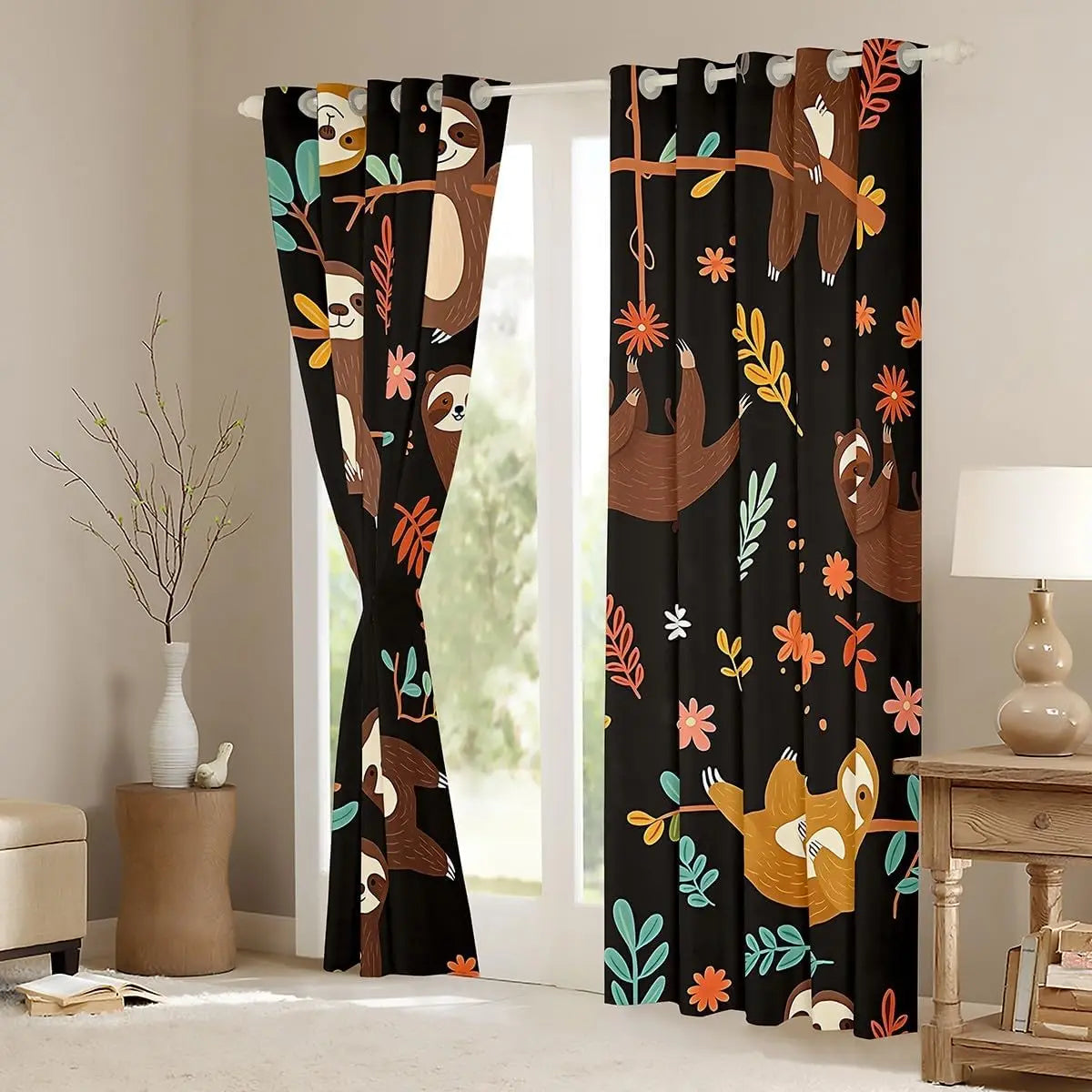 Sloth Tropical Jungle Curtain