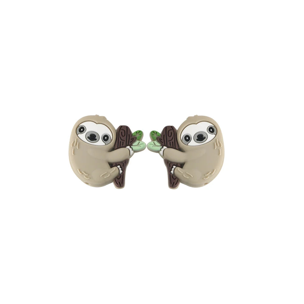 5 Piece Cartoon Mini Sloth Silicone Beads