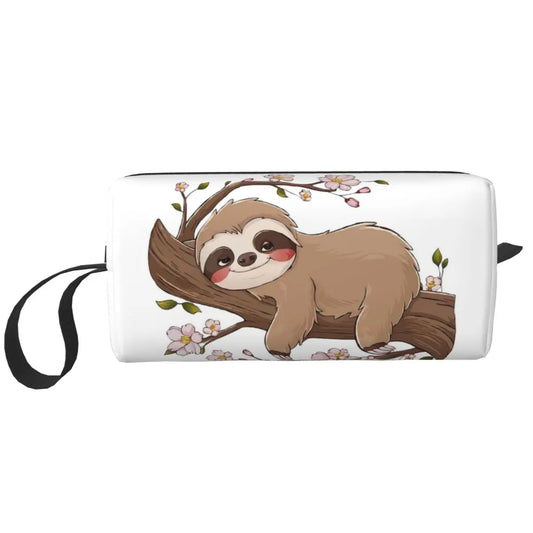 Cherry Blossom Sloth Cosmetic Bag
