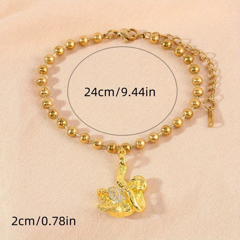 Exquisite Love Sloth Round Bead Bracelet