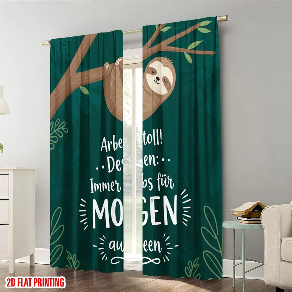 2pcs 2D flat printing Scene Curtains