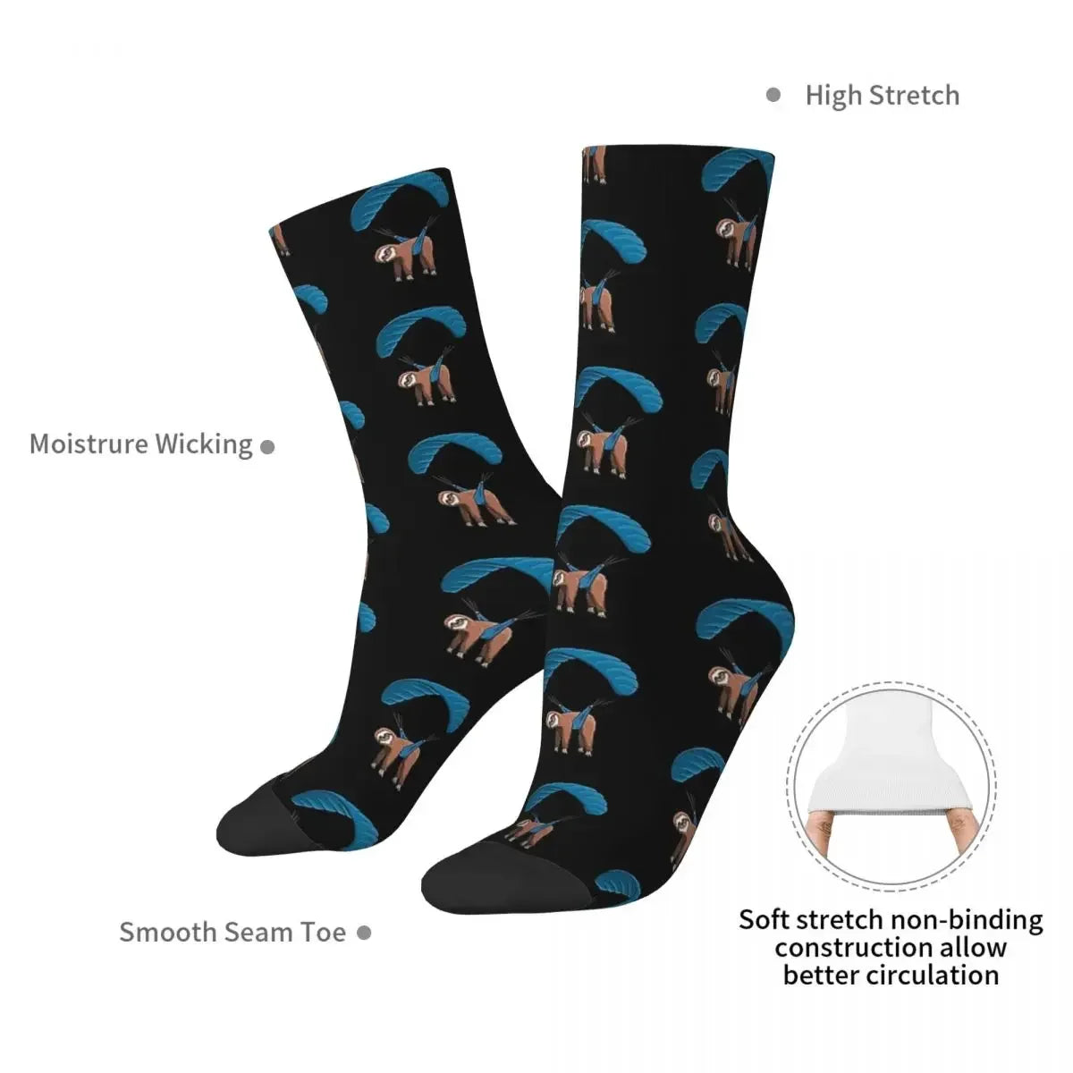 Paragliding Flying Sloth Socks