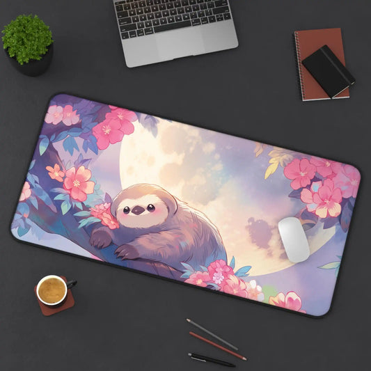 Pink Pastel Anime Sloth Desk Mat