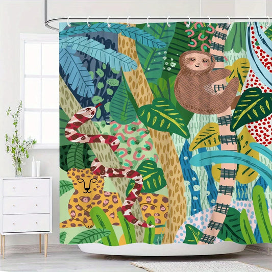 Tropical Jungle Sloth Shower Curtain