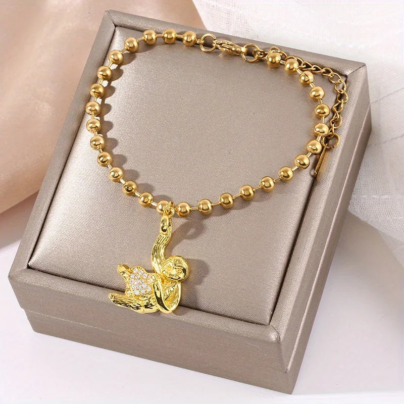 Exquisite Love Sloth Round Bead Bracelet