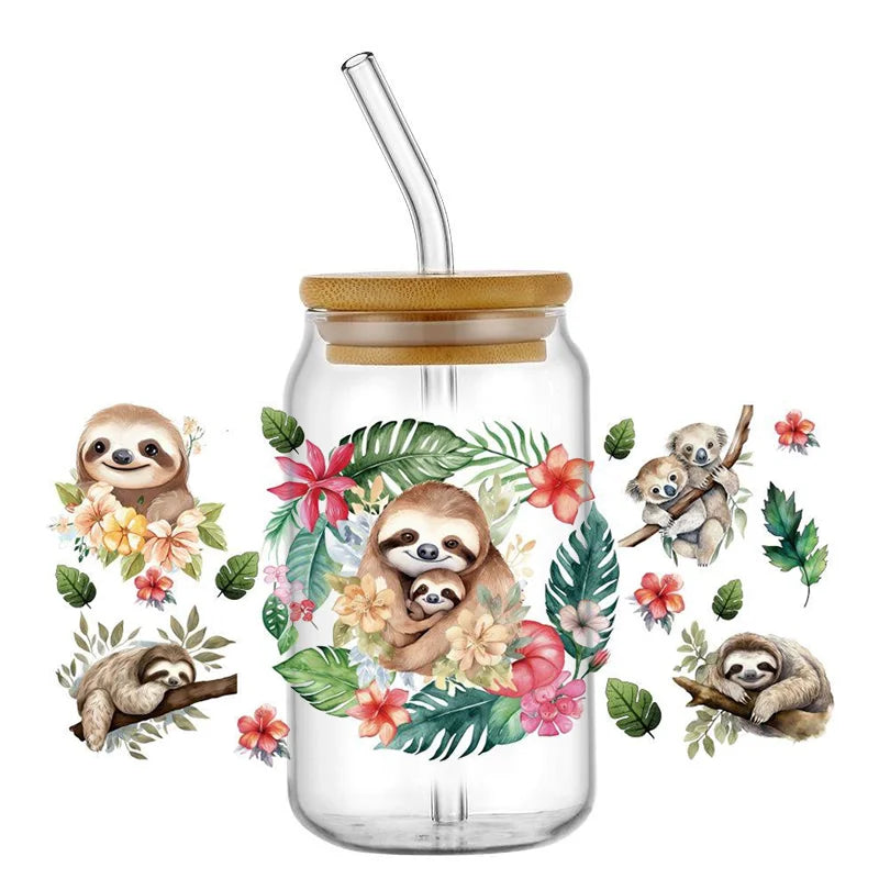 Decals Cute Sloth Waterproof Transfer Stickers for Mugs, Water, Bottle