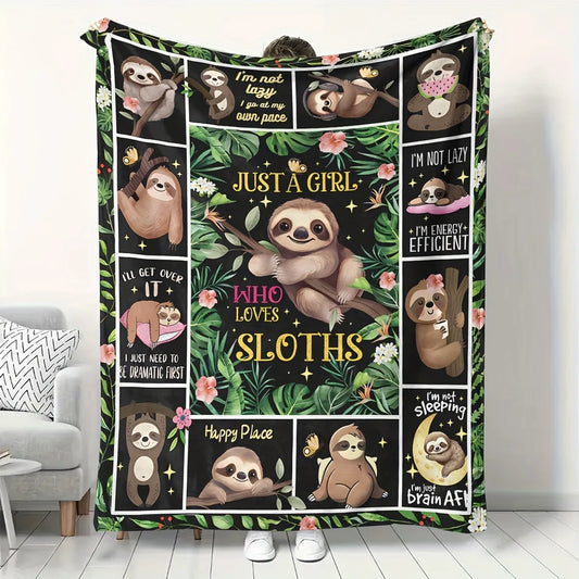 Cute Sloths Collage Blanket
