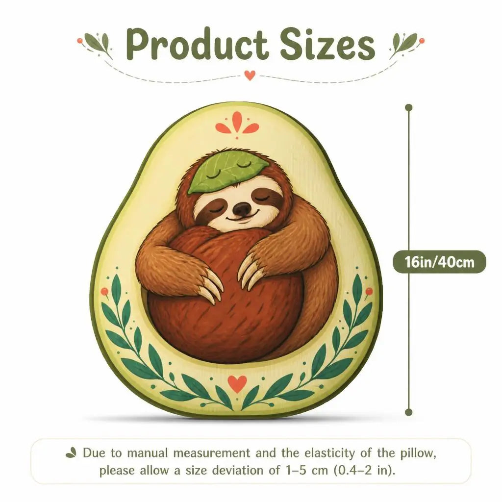 Sloth Avocado Plush Pillow