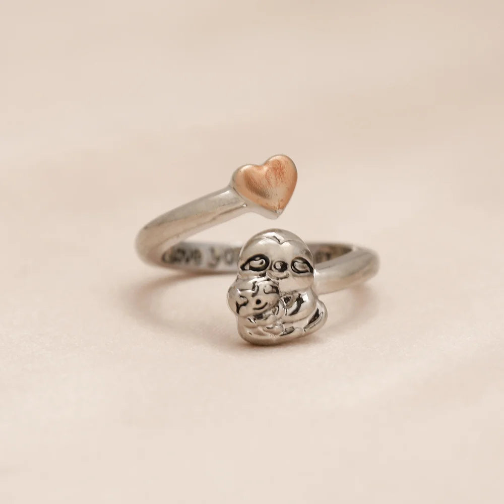 Cute Sloth with Pink Heart Ring