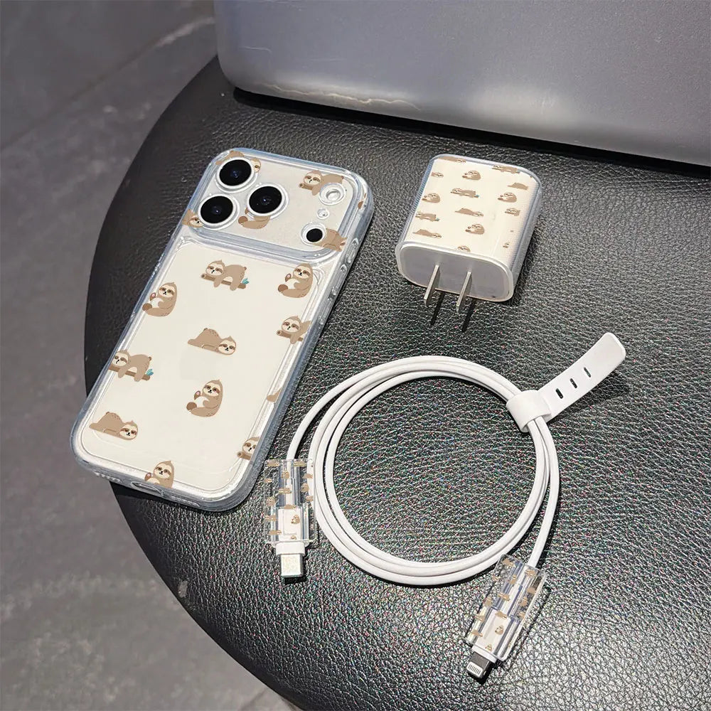 Sleepy Sloth iPhone Case & Charger Cable Set product photo 3
