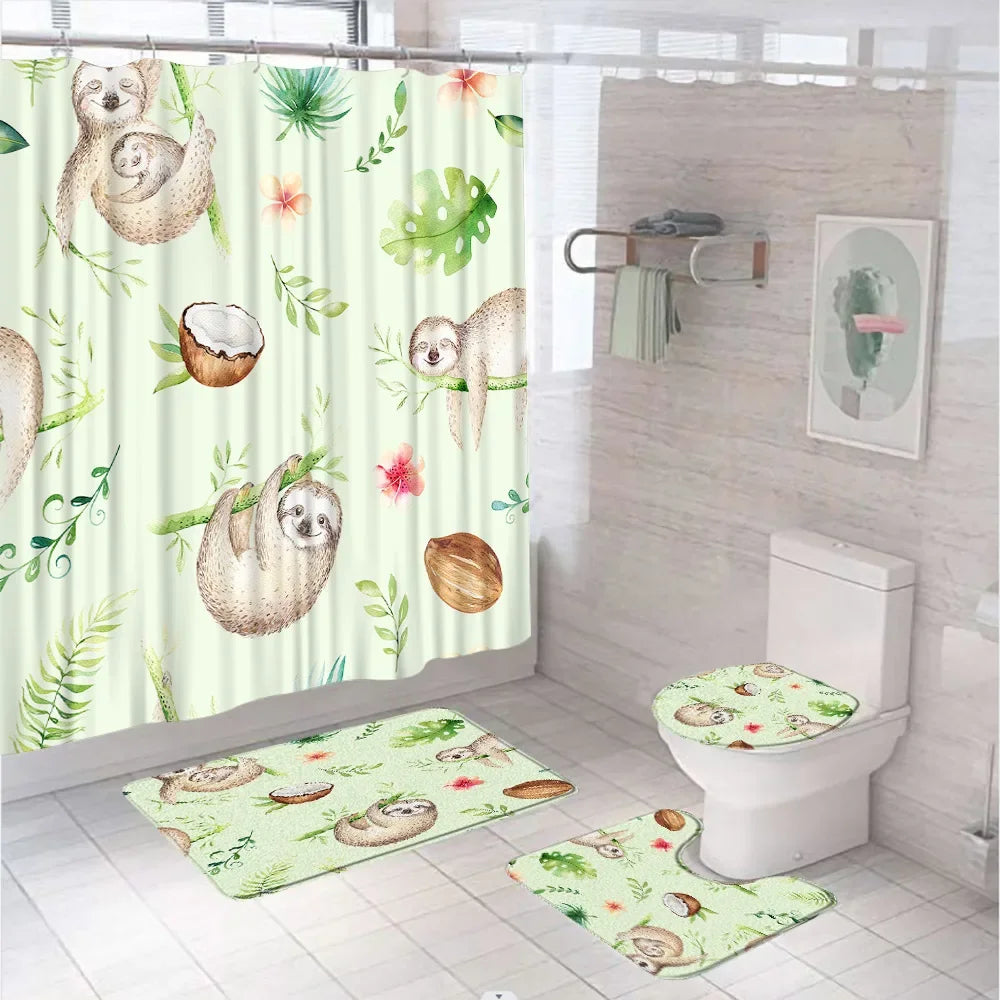 Various Funny Sloth Shower Curtain Set and Bathroom Sets