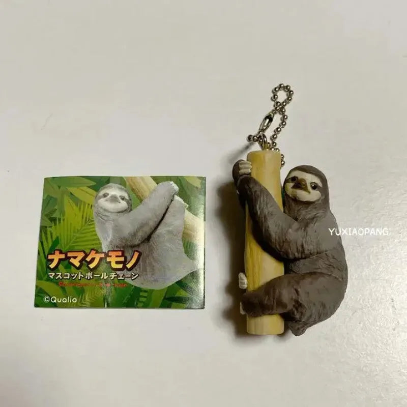 Sloth Hugging Wood keychain