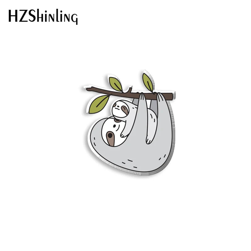 Sloth Acrylic Pin Badge
