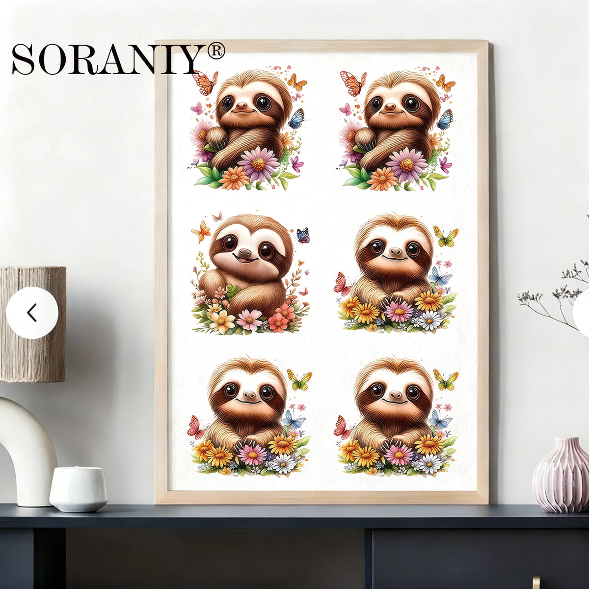 24 Piece Sloth Transfer Stickers