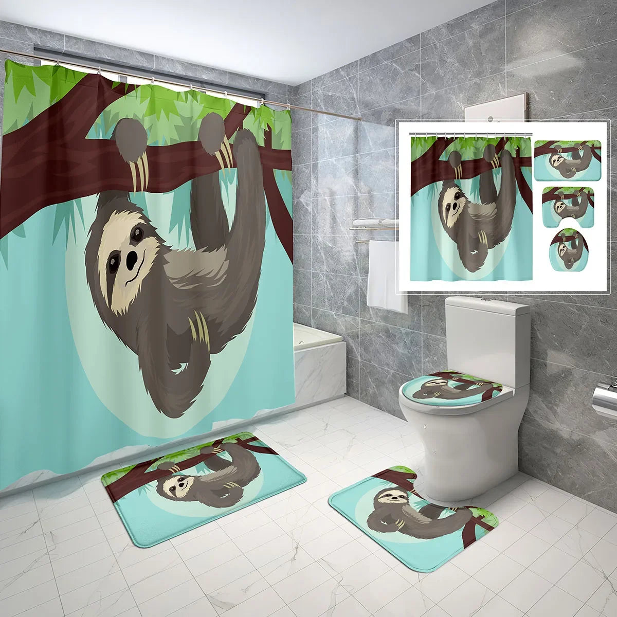 Various Cute Sloth Shower Curtain and Bathroom Sets