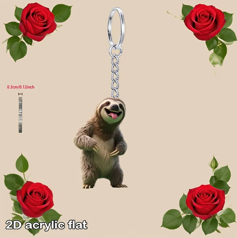2D Sloth Keychain