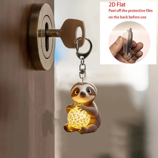 2D Sloth & Orb Keychain