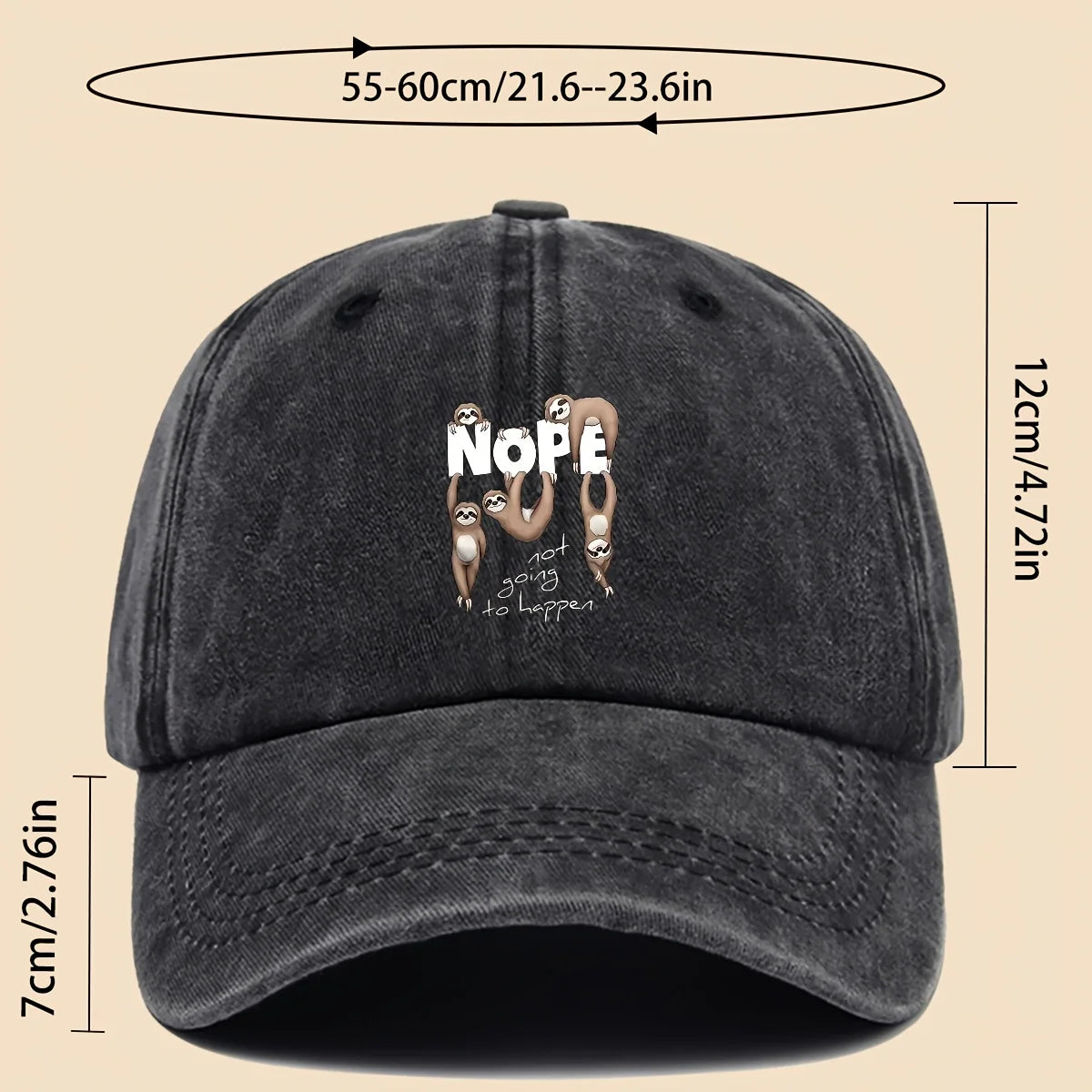 Nope Not Going To Happen Sloth Baseball Cap product photo 2