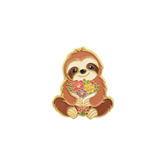 Floral Sloth Pin Badge