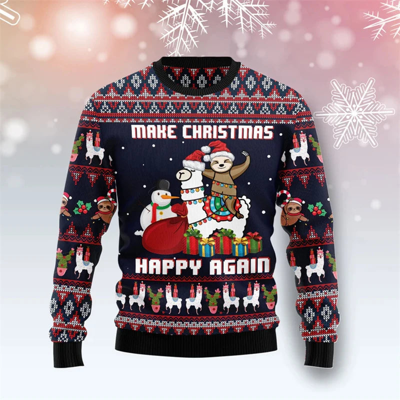 Make Christmas Happy Again Sloth Christmas Jumper