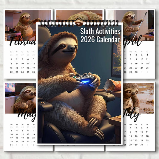 2026 Sloth Themed Wall Calendar