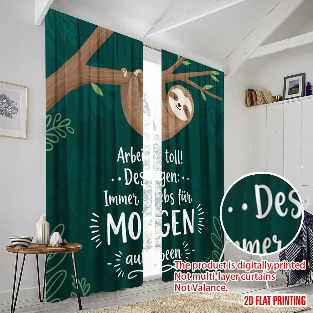 2pcs 2D flat printing Scene Curtains