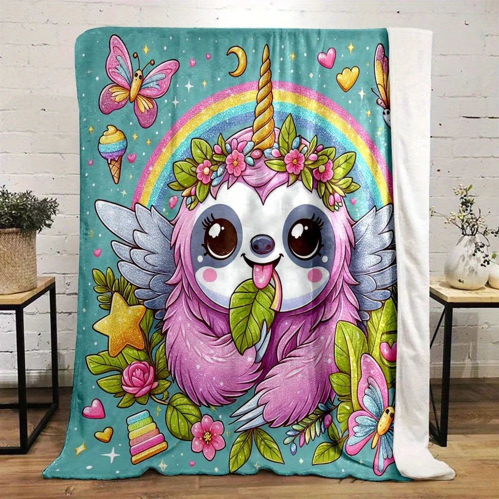 Sloth Unicorn Rainbow Blanket