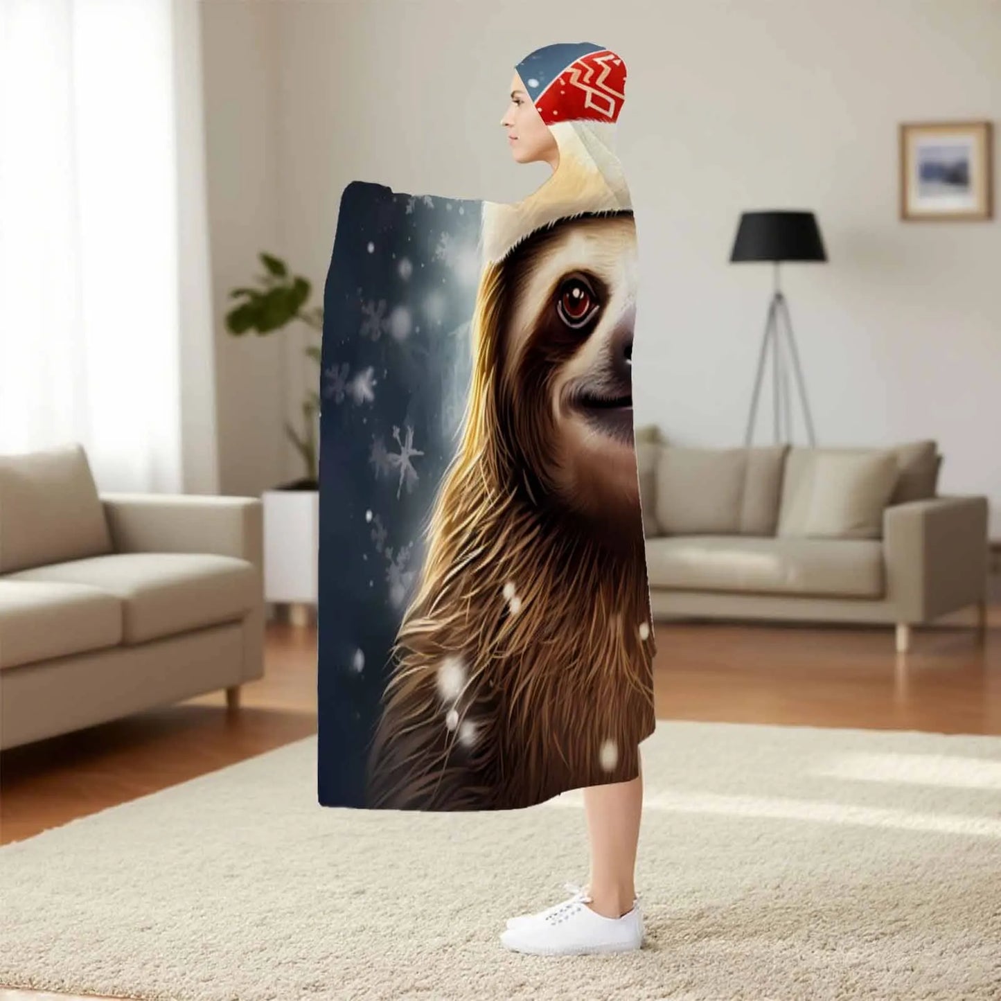 Sloth Christmas Hooded Blanket