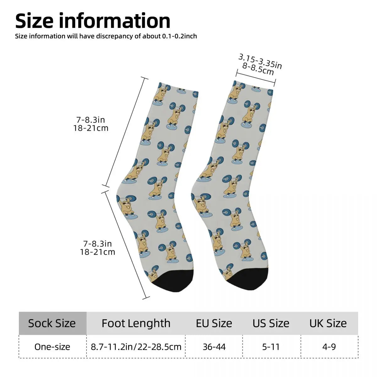 Mid-calf Sock Sloth Dumbell Socks