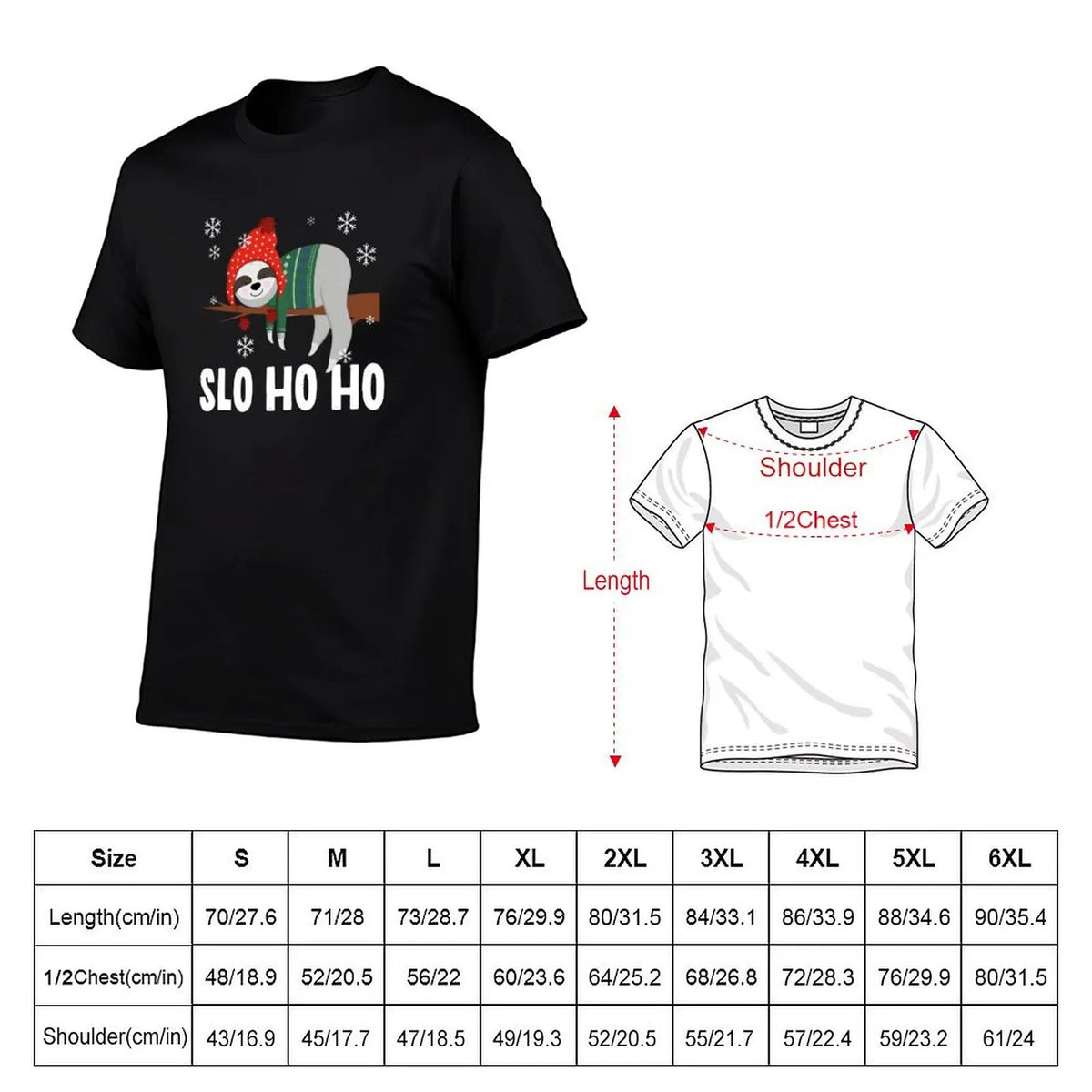 Slo Ho Ho Sloth Christmas T-Shirt