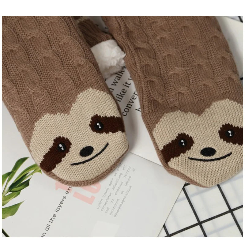 Fuzzy Thermal Sloth Socks Non Slip