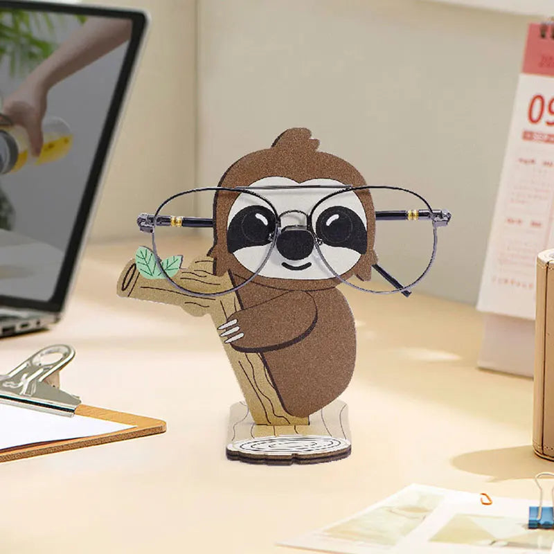 Cute Sloth Wood Carvings Glasses Holder