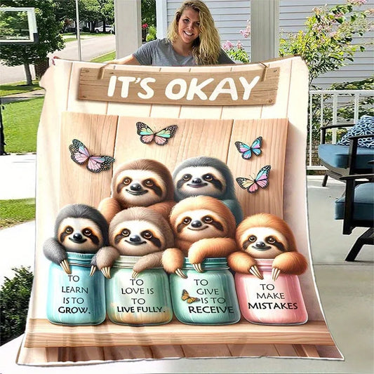 Sloth Jar Quote It's Okay Blanket