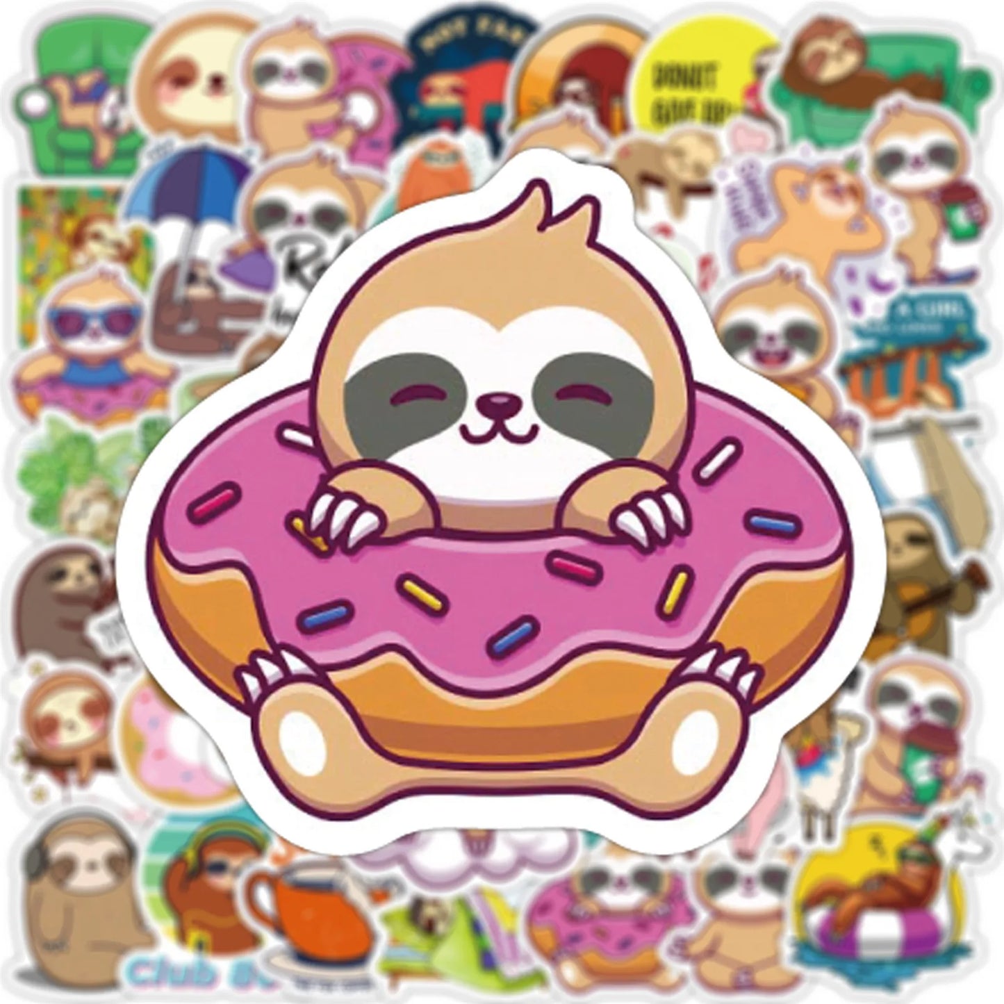 50 piece Cute Sloth Stickers Pack