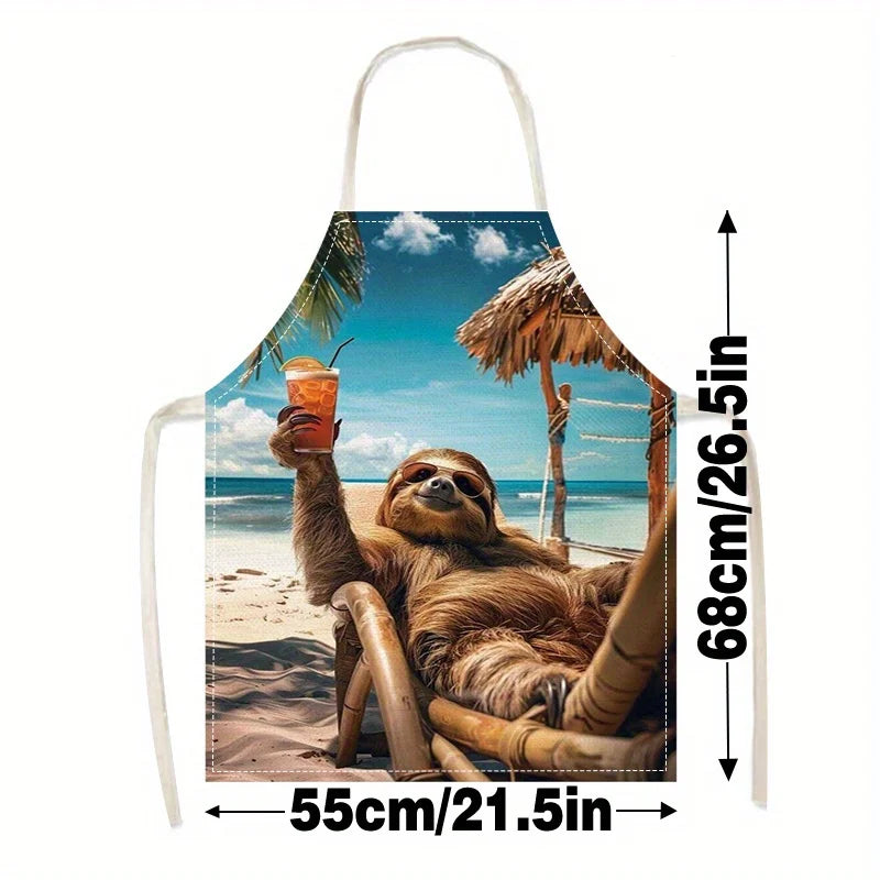 Relaxing Sloth On Beach Drinking Apron product photo 2