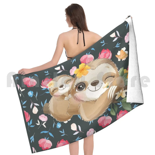 Floral Sloth Towels