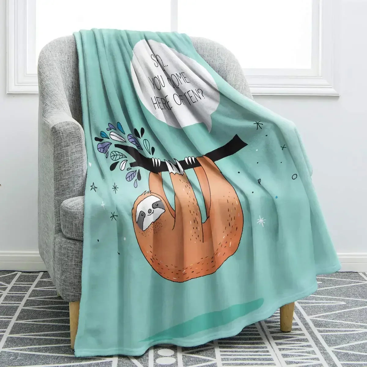 Sloth Theme Throw Blanket