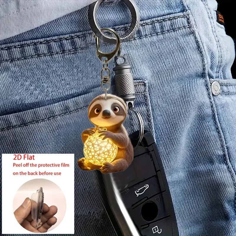 2D Sloth & Orb Keychain