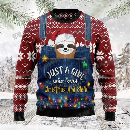 Just A Girl Sloth Christmas Jumper