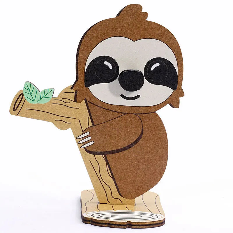 Cute Sloth Wood Carvings Glasses Holder