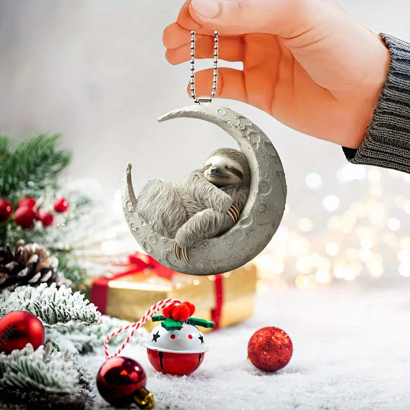 Sloth On The Moon Keychain