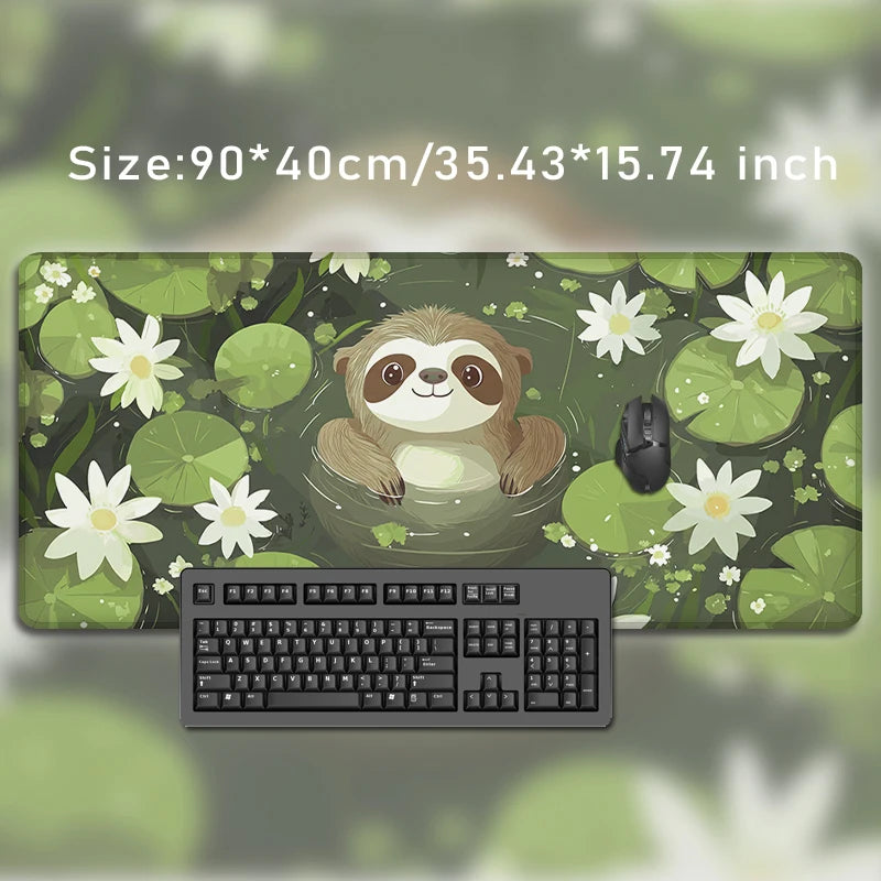 Water Lily Sloth Large Desk Mat
