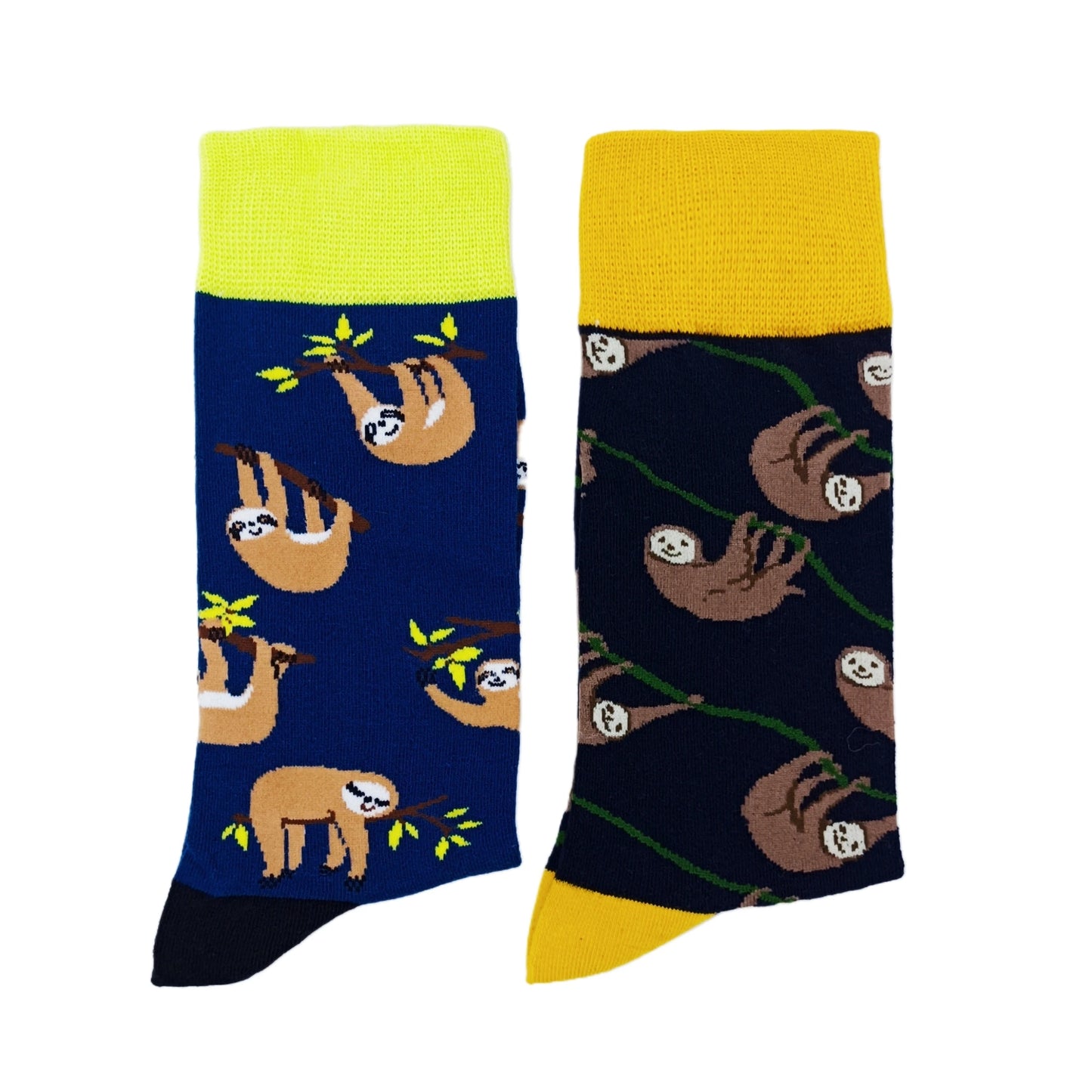 2 Pairs Of Sloth Mid-calf Socks