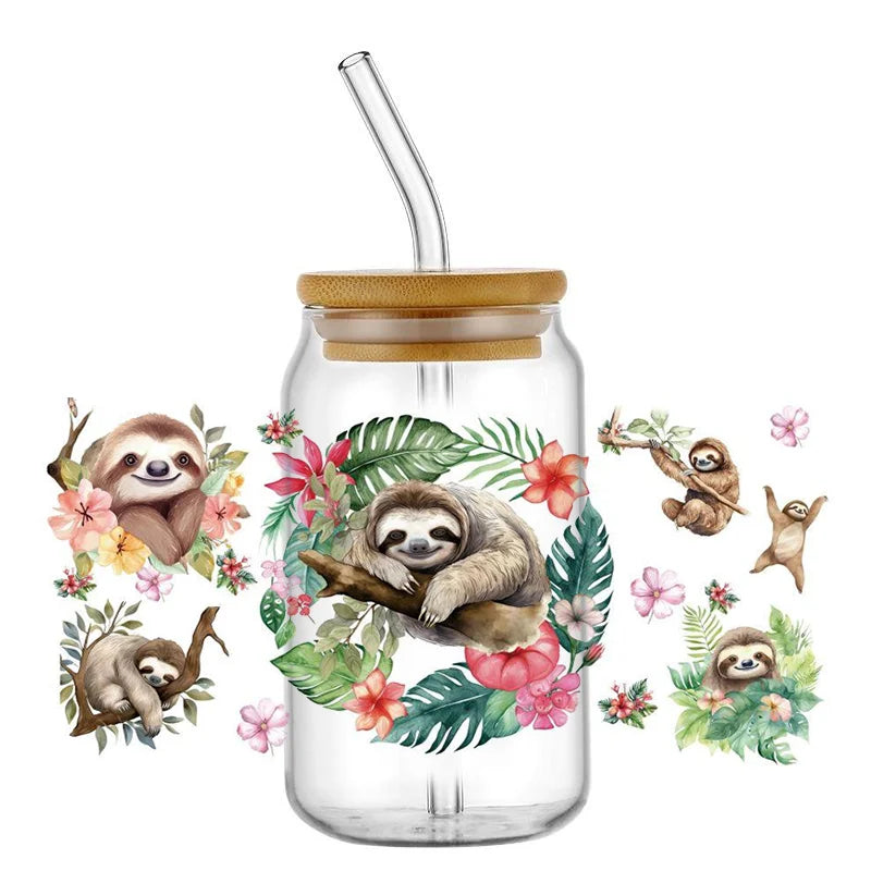 Decals Cute Sloth Waterproof Transfer Stickers for Mugs, Water, Bottle