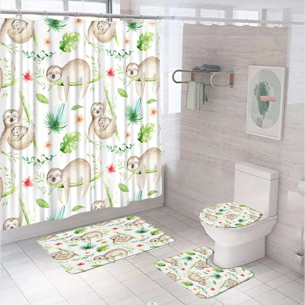 Various Funny Sloth Shower Curtain Set and Bathroom Sets