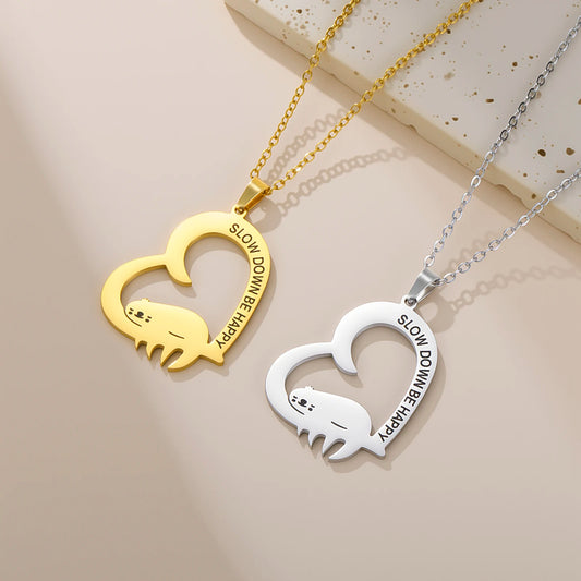 Slow Down Be Happy Sloth Necklace